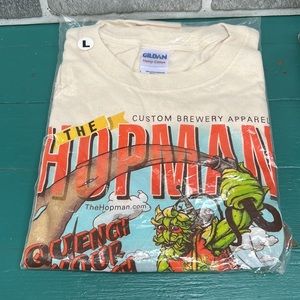 HopMan Brewery Shirt Beige Tee Brewery IPA Beer Hops Brewing Superhero